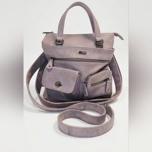 Lovely Lavender Soft Faux Leather Multi Compartment Shoulder/Crossbody Bag